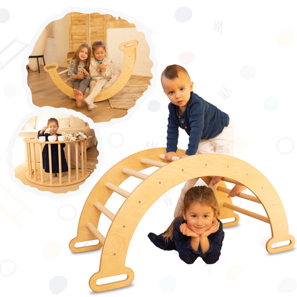 Climbing Arch & Rocker Balance - Montessori Climbers for Kids 1-7 y.o. – Chocolate-9