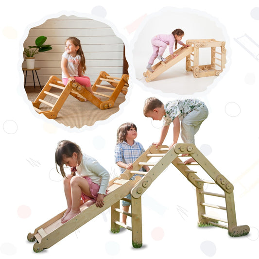2in1 Montessori Climbing Set: Snake Ladder + Slide Board/Climbing Ramp-0
