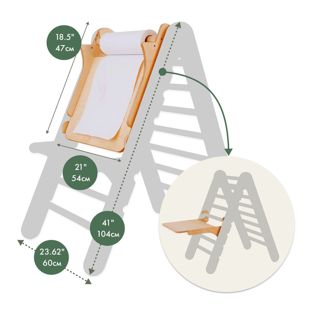 4in1 Montessori Climbing Set: Triangle Ladder + Climbing Arch + Slide Board + Art Addition-3