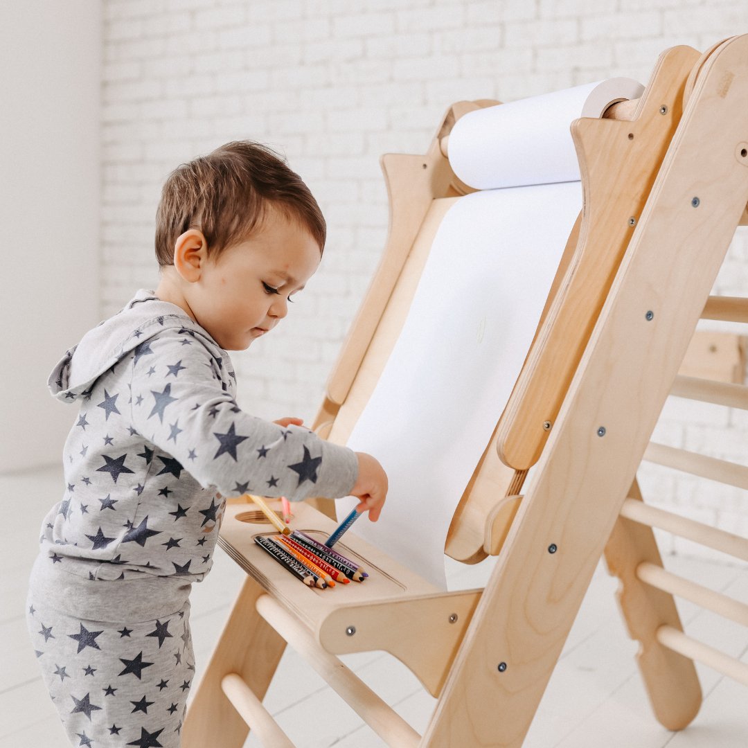 4in1 Montessori Climbing Set: Triangle Ladder + Climbing Arch + Slide Board + Art Addition-6