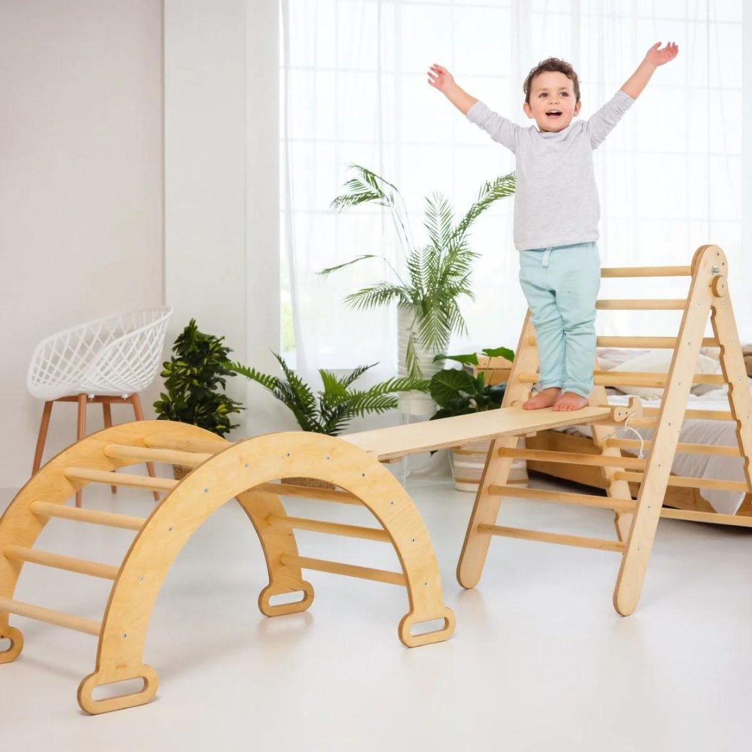 4in1 Montessori Climbing Set: Triangle Ladder + Climbing Arch + Slide Board + Art Addition-5