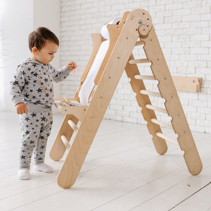 4in1 Montessori Climbing Set: Triangle Ladder + Climbing Arch + Slide Board + Art Addition-1