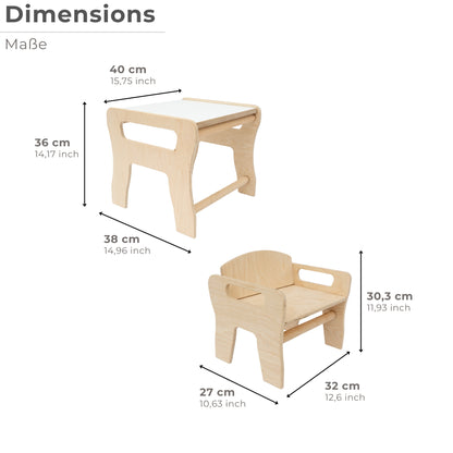 MAMOI® Stylisch Kinderzimmer Möbel: Kindertisch mit Stühle - Schreibtisch Sitzgruppe Tisch Stuhl Set Kinder - Kinderstuhl.-1