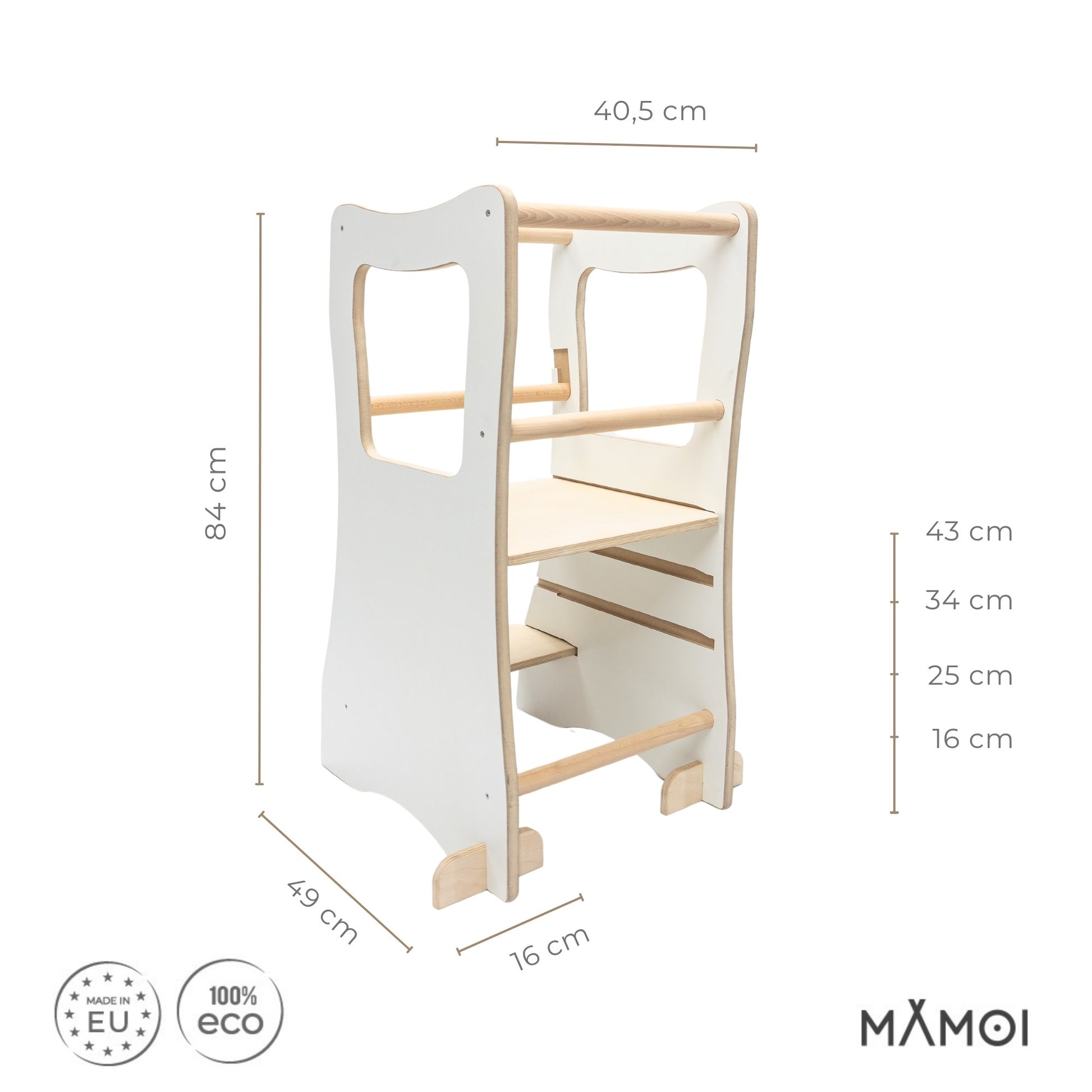 MAMOI® Lernturm aus Holz, Learning Tower, Lernstuhl für Kinder, Küchenturm und Küchenhelfer, Lerntower, Hochstuhl Tritthocker ab 1 jahr ab 2/3 Jahre, Montessori-1