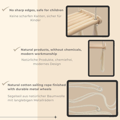 MAMOI® Babyschaukel aus Holz | Holzschaukel | Schaukelbrett aus Holz | Babyschaukel für zu Hause | Indoor-Schaukel | 100% ECO | Hergestellt in der EU.-2