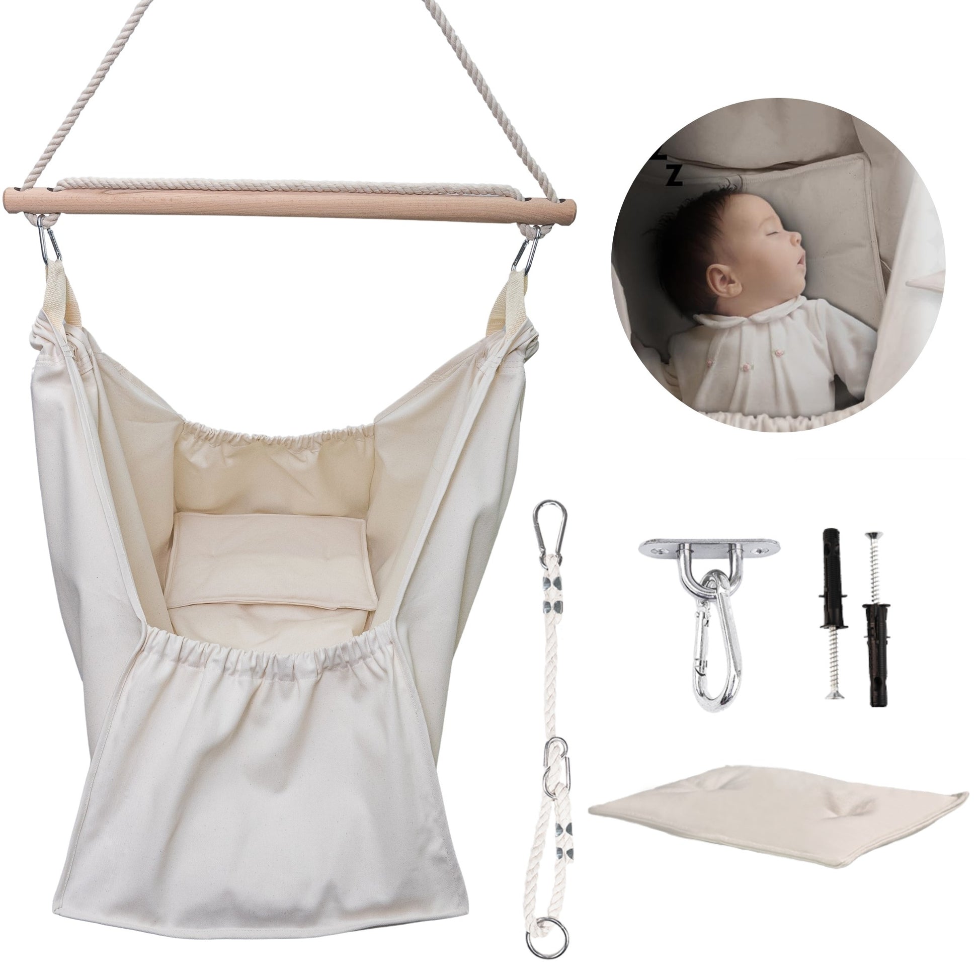 MAMOI® Hängewiege für EIN Baby | Federwiege für EIN Baby | Wiege | Hammock | Federwippe | Baby Federwiege | Hängematte | ECO | Made in EU-0