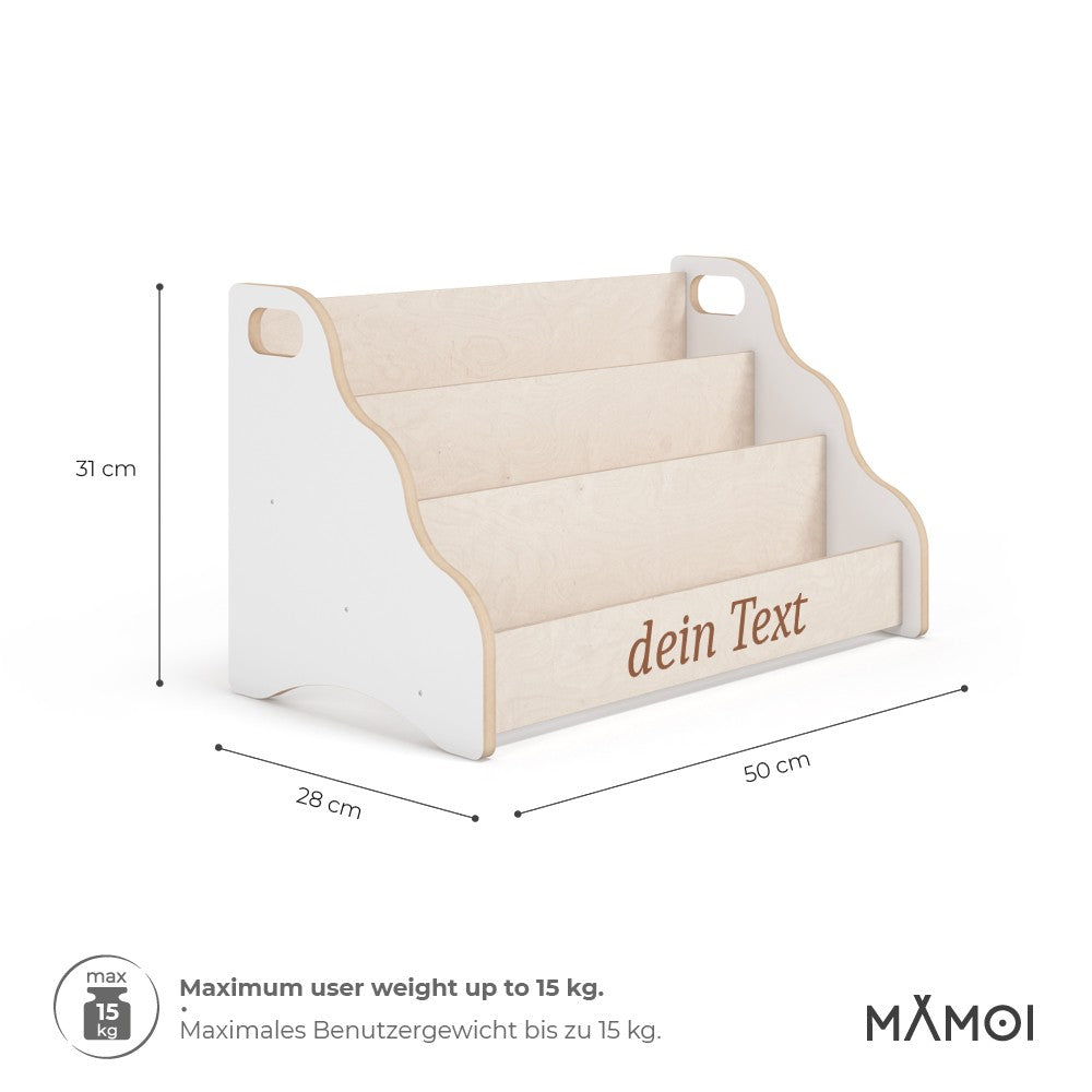 MAMOI® Personalisierte bücherregal mit namen für kinder, Bücherkiste für kinderzimmer, Book shelf, Buchregal, Wandregal kinderregal, Kinderbücherregal aus holz, Kindermöbel für kind montessori-2