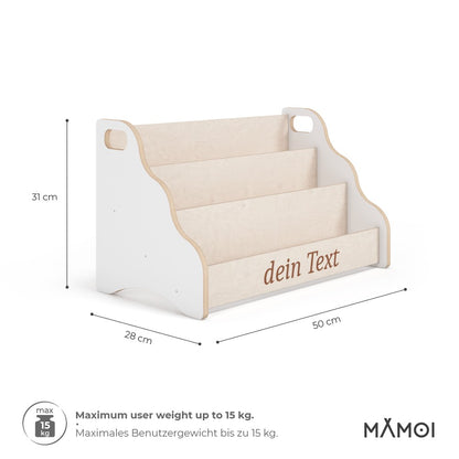 MAMOI® Personalisierte bücherregal mit namen für kinder, Bücherkiste für kinderzimmer, Book shelf, Buchregal, Wandregal kinderregal, Kinderbücherregal aus holz, Kindermöbel für kind montessori-2