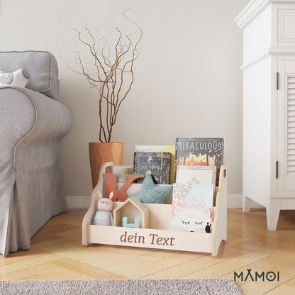 MAMOI® Personalisierte bücherregal mit namen für kinder, Bücherkiste für kinderzimmer, Book shelf, Buchregal, Wandregal kinderregal, Kinderbücherregal aus holz, Kindermöbel für kind montessori-4