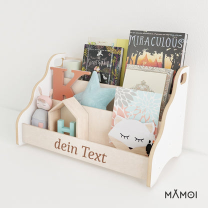 MAMOI® Personalisierte bücherregal mit namen für kinder, Bücherkiste für kinderzimmer, Book shelf, Buchregal, Wandregal kinderregal, Kinderbücherregal aus holz, Kindermöbel für kind montessori-5