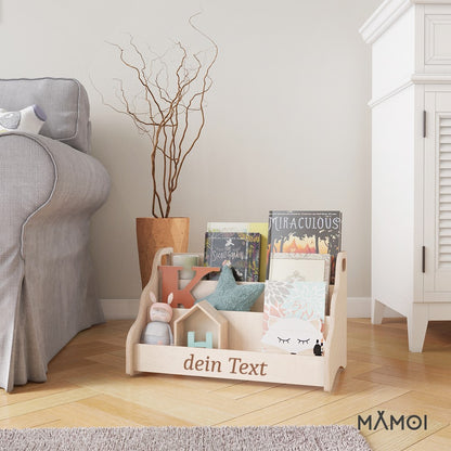 MAMOI® Personalisierte bücherregal mit namen für kinder, Bücherkiste für kinderzimmer, Book shelf, Buchregal, Wandregal kinderregal, Kinderbücherregal aus holz, Kindermöbel für kind montessori-4