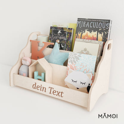 MAMOI® Personalisierte bücherregal mit namen für kinder, Bücherkiste für kinderzimmer, Book shelf, Buchregal, Wandregal kinderregal, Kinderbücherregal aus holz, Kindermöbel für kind montessori-5