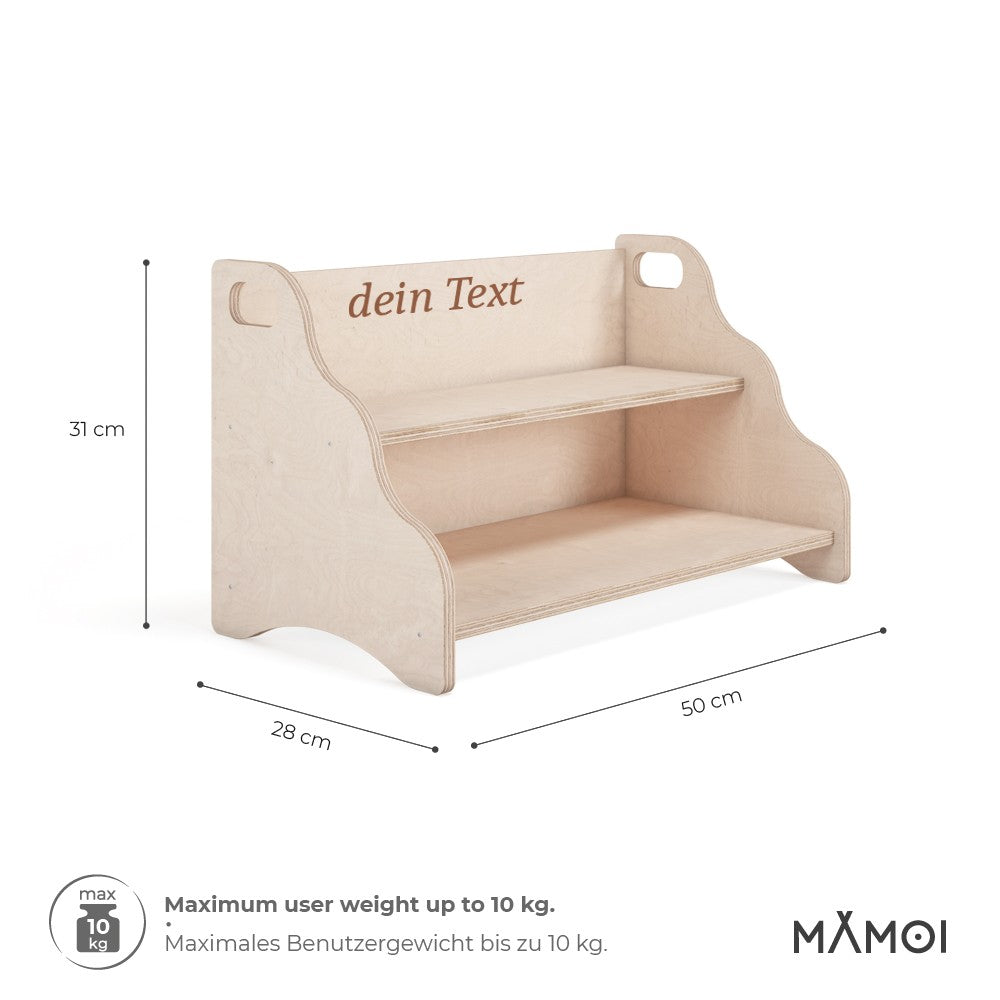 MAMOI® Personalisierte bücherregal mit namen für kinder, Bücherkiste für kinderzimmer, Book shelf, Buchregal, Wandregal kinderregal, Kinderbücherregal aus holz, Kindermöbel für kind montessori-2