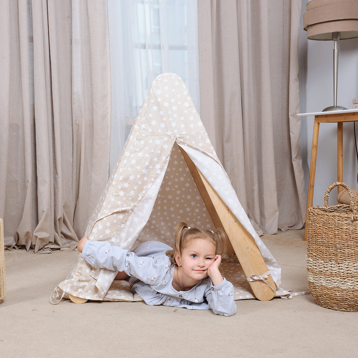 Play Tent Cover with Mat for Climbing Triangle Ladder-1