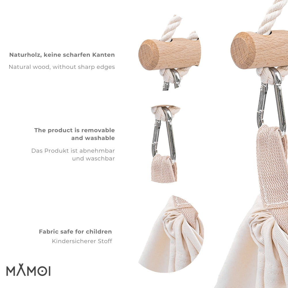 MAMOI® Hängewiege für EIN Baby | Federwiege für EIN Baby | Wiege | Hammock | Federwippe | Baby Federwiege | Hängematte | ECO | Made in EU-2