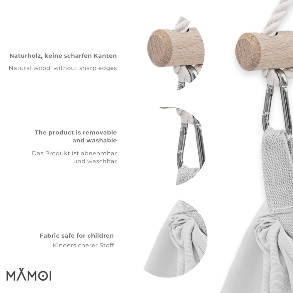 MAMOI® Hängewiege für EIN Baby | Federwiege für EIN Baby | Wiege | Hammock | Federwippe | Baby Federwiege | Hängematte | ECO | Made in EU-2