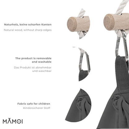 MAMOI® Hängewiege für EIN Baby | Federwiege für EIN Baby | Wiege | Hammock | Federwippe | Baby Federwiege | Hängematte | ECO | Made in EU-2