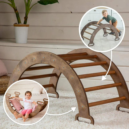 Climbing Arch Chocolate + Cushion - Montessori Climbers for Toddlers-1