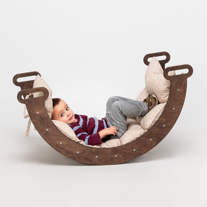 Climbing Arch Chocolate + Cushion - Montessori Climbers for Toddlers-7