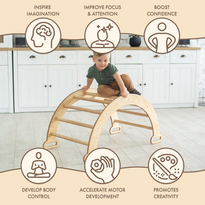 Climbing Arch & Rocker Balance - Montessori Climbers for Kids 1-7 y.o. – Beige-1