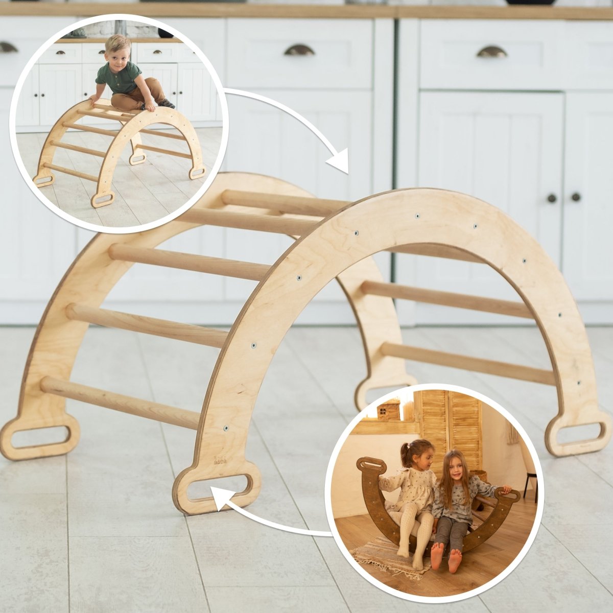 Climbing Arch & Rocker Balance - Montessori Climbers for Kids 1-7 y.o. – Beige-5