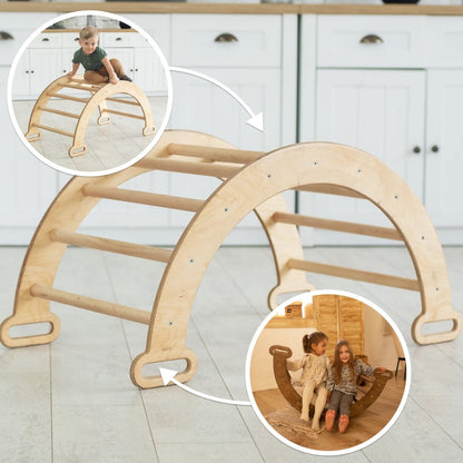 Climbing Arch & Rocker Balance - Montessori Climbers for Kids 1-7 y.o. – Beige-5