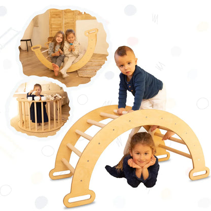 Climbing Arch & Rocker Balance - Montessori Climbers for Kids 1-7 y.o. – Beige-0