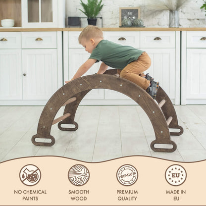 Climbing Arch & Rocker Balance - Montessori Climbers for Kids 1-7 y.o. – Chocolate-5