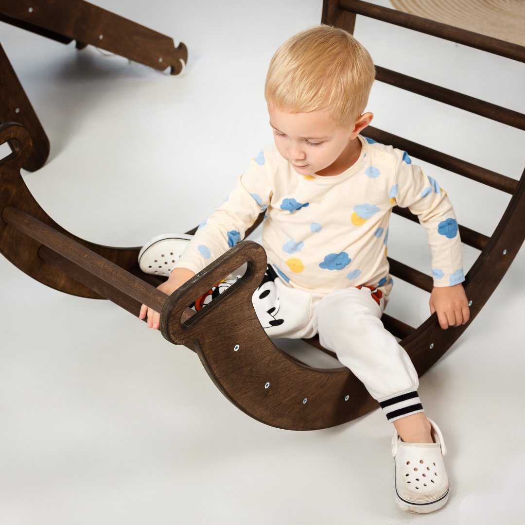 Climbing Arch & Rocker Balance - Montessori Climbers for Kids 1-7 y.o. – Chocolate-7