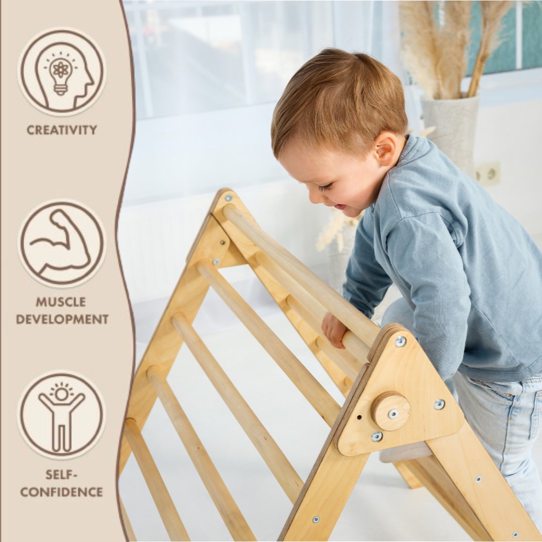 Indoor Montessori Triangle Climbing Ladder for Toddlers 1-7 y.o.-2