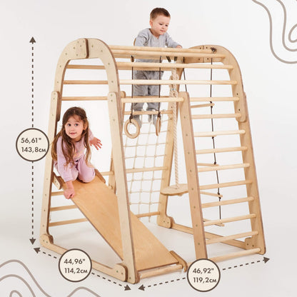 Indoor Wooden Playground for Children - 6in1 Playground + Swings Set + Slide Board-2