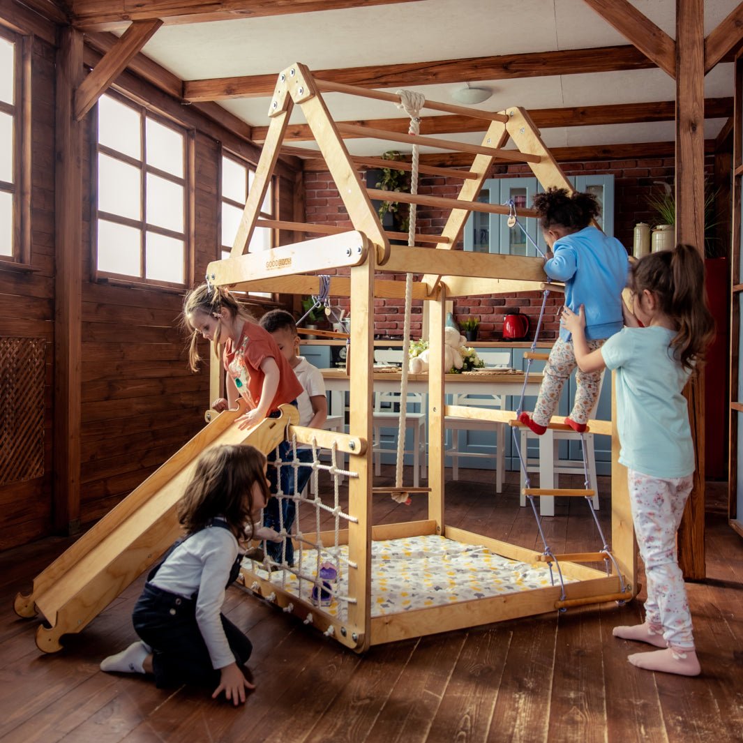 Indoor Wooden Playhouse with Swings-3