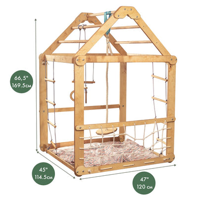 Indoor Wooden Playhouse with Swings-2