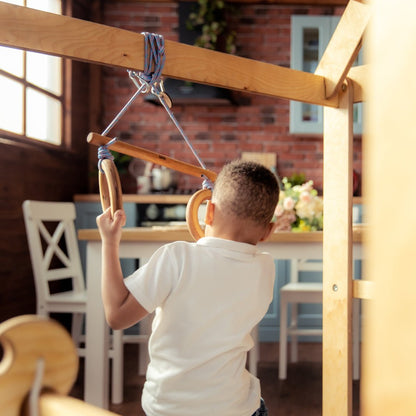 Indoor Wooden Playhouse with Triangle ladder, Slide Board and Swings-10