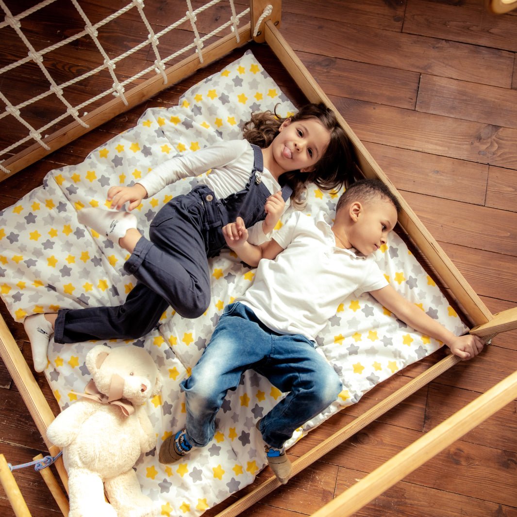 Indoor Wooden Playhouse with Triangle ladder, Slide Board and Swings-7