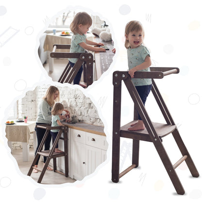 Foldable Step Stool for Toddlers - Kid Chair That Grows - Beige-8