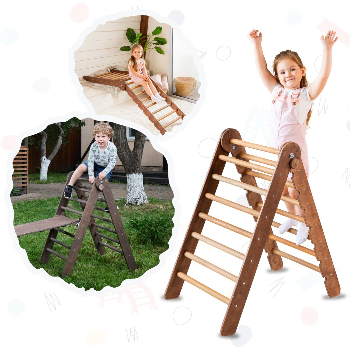 Montessori Triangle Ladder - Handmade Climber for Kids 1-7 y.o.-7