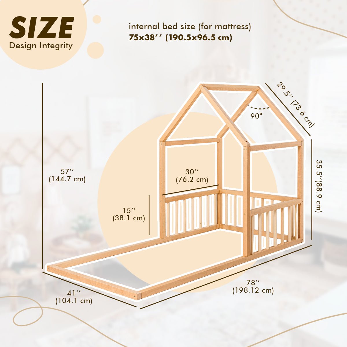 Small House Bed For Kids and Toddlers from 2 y.o. (US Twin-Size)-5