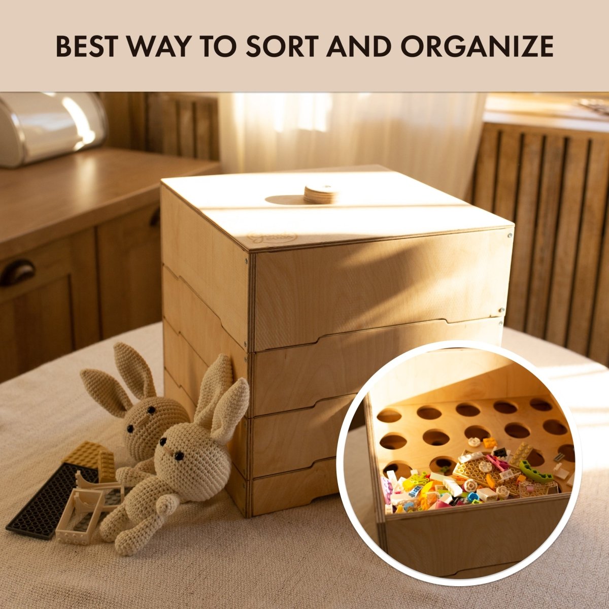 Wooden storage/sorter for constructor-5