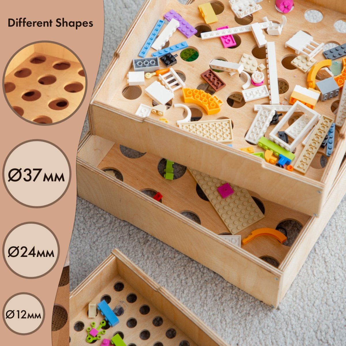 Wooden storage/sorter for constructor-2