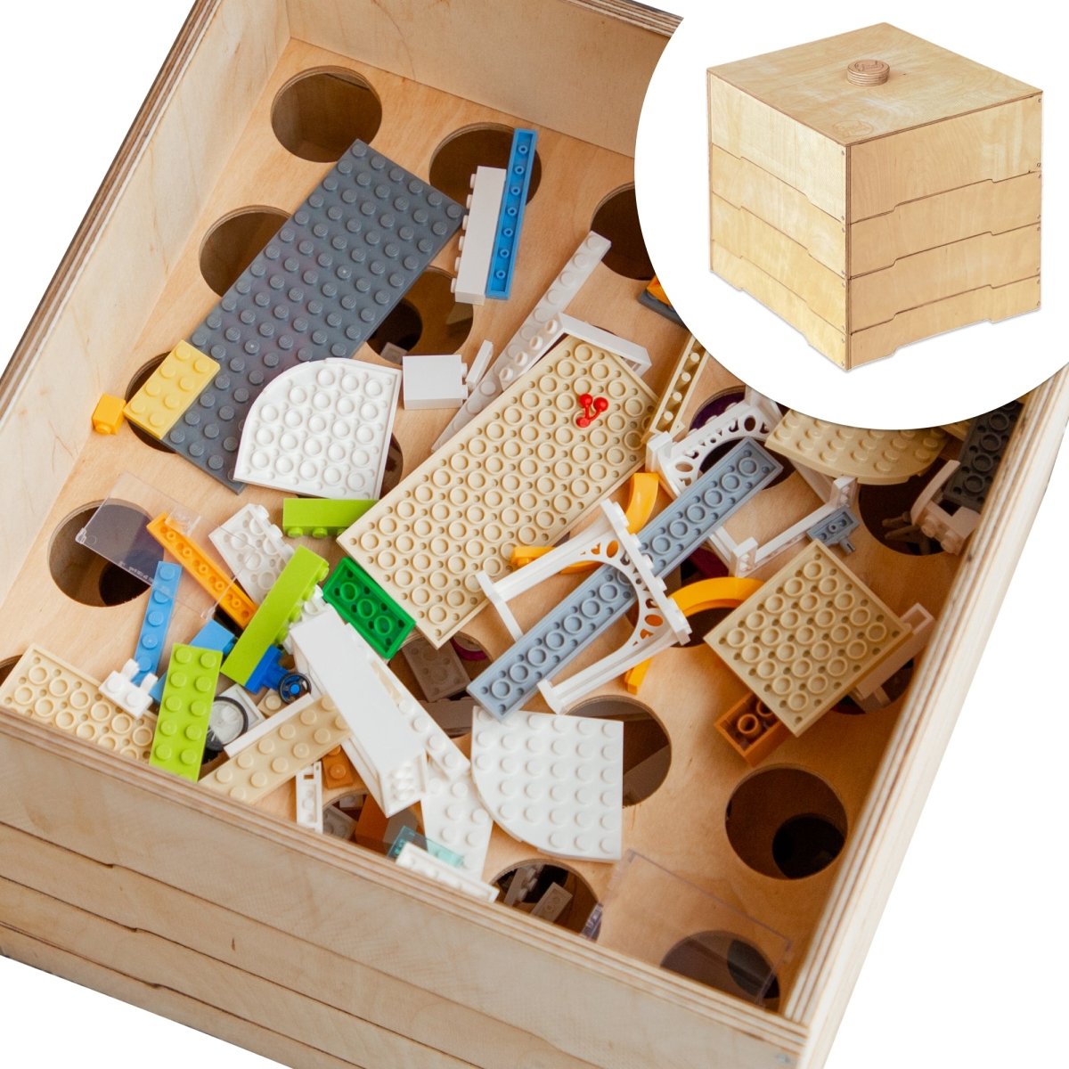 Wooden storage/sorter for constructor-1