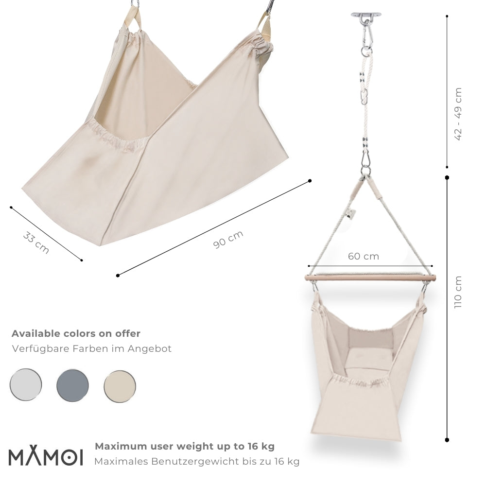 MAMOI® Hängewiege für EIN Baby | Federwiege für EIN Baby | Wiege | Hammock | Federwippe | Baby Federwiege | Hängematte | ECO | Made in EU-1