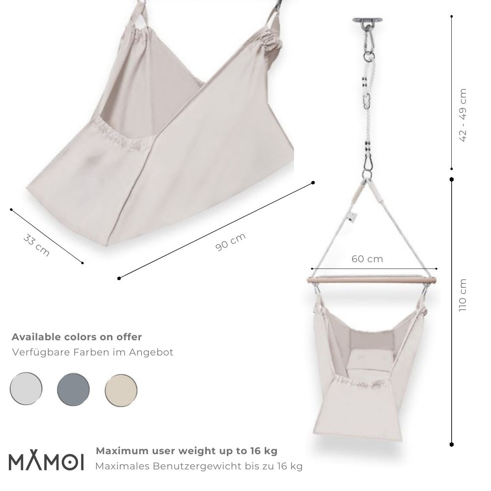 MAMOI® Hängewiege für EIN Baby | Federwiege für EIN Baby | Wiege | Hammock | Federwippe | Baby Federwiege | Hängematte | ECO | Made in EU-1